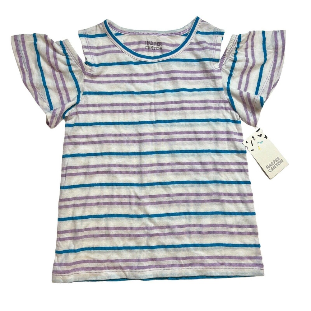 Harper Canyon‎ Striped Ruffle Sleeve Tee Size 5 New